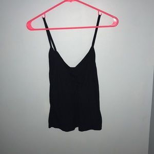 Black tie front tank top